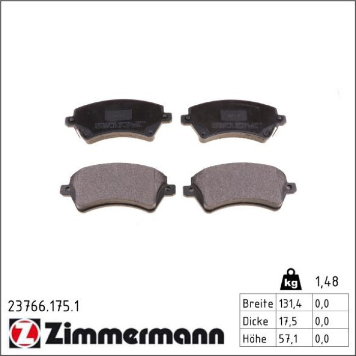 Zimmermann 23766.175.1 Bremsbelagsatz, Scheibenbremse