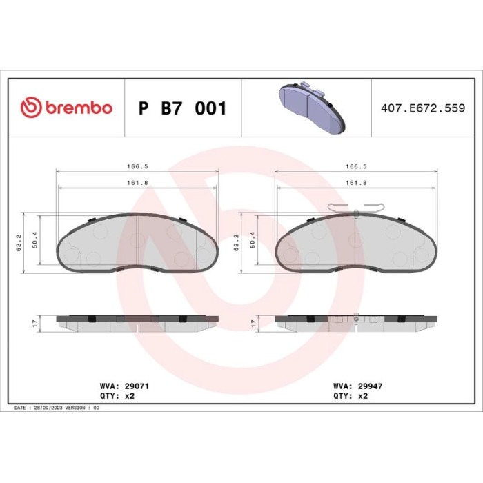 Brembo P B7 001 Bremsbelagsatz, Scheibenbremse PRIME LINE Brembo P B7 001 Bremsbelagsatz, Scheibenbremse PRIME LINE