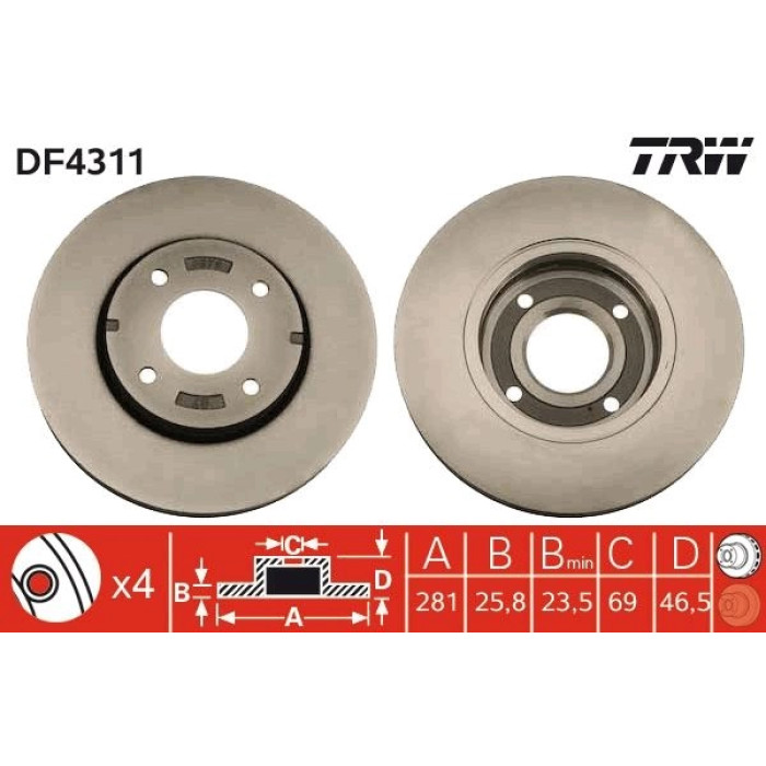 TRW DF4311 Bremsscheibe
