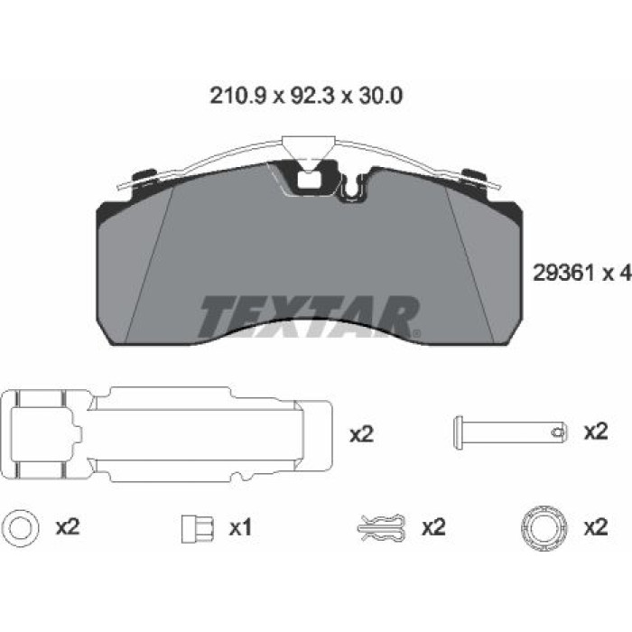 Textar 2936101 Bremsbelagsatz, Scheibenbremse Textar 2936101 Bremsbelagsatz, Scheibenbremse