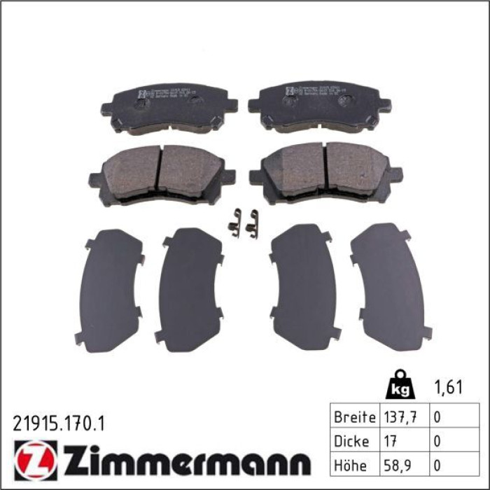 Zimmermann 21915.170.1 Bremsbelagsatz, Scheibenbremse Zimmermann 21915.170.1 Bremsbelagsatz, Scheibenbremse