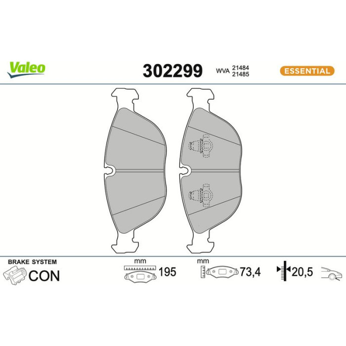 Valeo 302299 Bremsbelagsatz, Scheibenbremse ESSENTIAL Valeo 302299 Bremsbelagsatz, Scheibenbremse ESSENTIAL