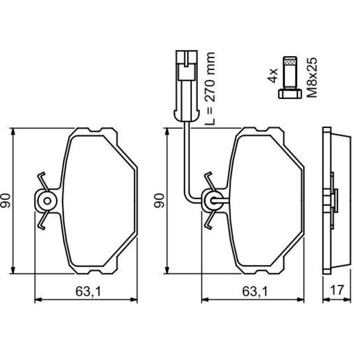 BOSCH 0 986 491 050 Bremsbelagsatz, Scheibenbremse BOSCH 0 986 491 050 Bremsbelagsatz, Scheibenbremse