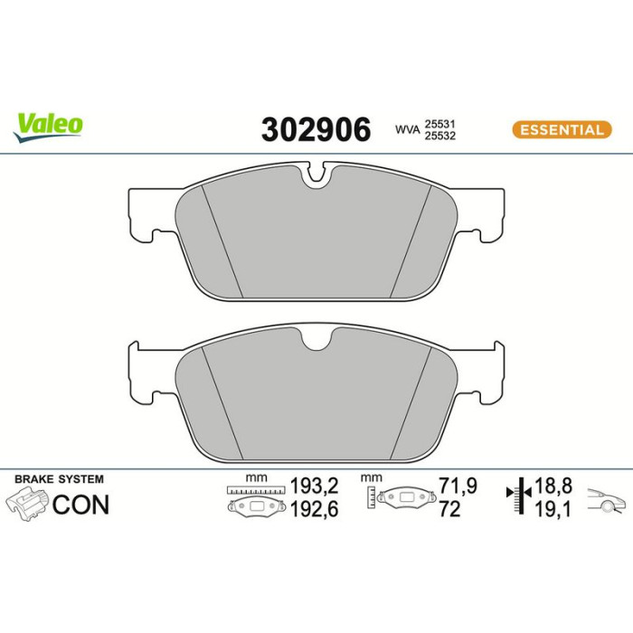 Valeo 302906 Bremsbelagsatz, Scheibenbremse ESSENTIAL