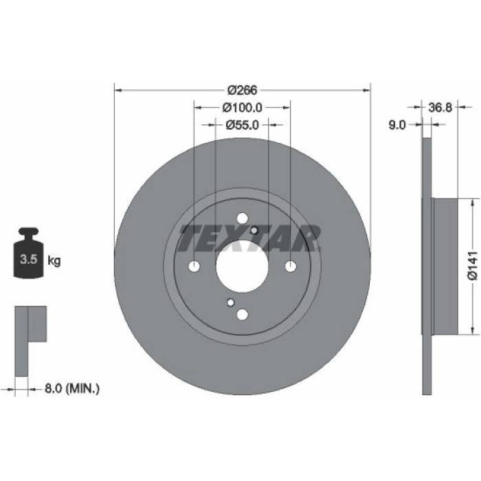 Textar 92169203 Bremsscheibe PRO Textar 92169203 Bremsscheibe PRO