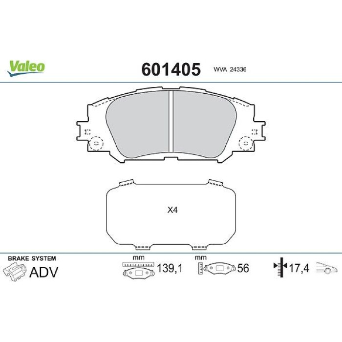 Valeo 601405 Bremsbelagsatz, Scheibenbremse Valeo 601405 Bremsbelagsatz, Scheibenbremse
