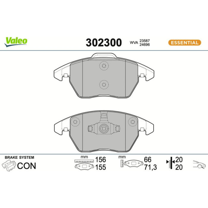 Valeo 302300 Bremsbelagsatz, Scheibenbremse ESSENTIAL