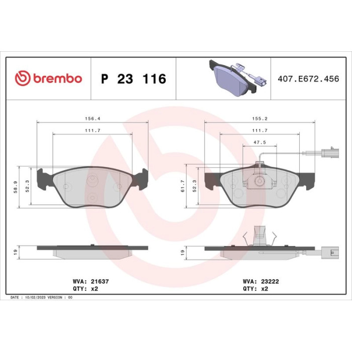 Brembo P 23 116 Bremsbelagsatz, Scheibenbremse PRIME LINE Brembo P 23 116 Bremsbelagsatz, Scheibenbremse PRIME LINE