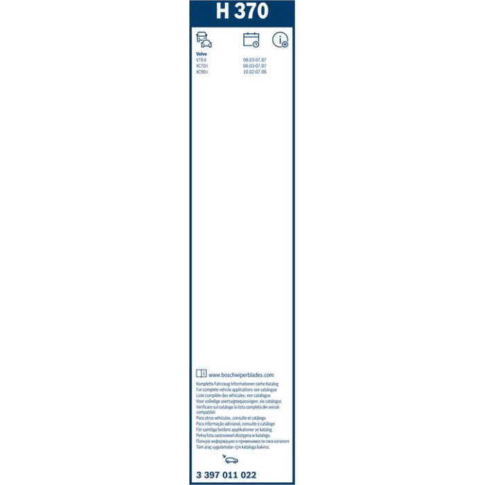 BOSCH H 370 Scheibenwischer Rear 3 397 011 022 BOSCH H 370 Scheibenwischer Rear 3 397 011 022