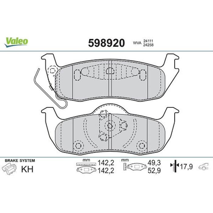 Valeo 598920 Bremsbelagsatz, Scheibenbremse