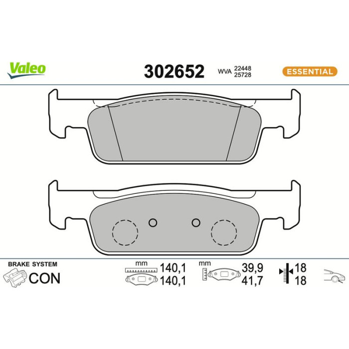 Valeo 302652 Bremsbelagsatz, Scheibenbremse ESSENTIAL Valeo 302652 Bremsbelagsatz, Scheibenbremse ESSENTIAL