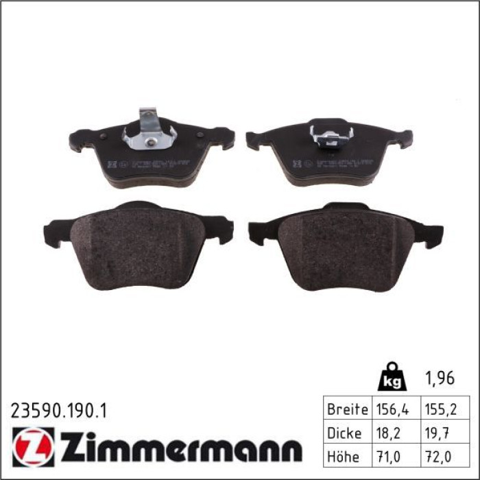 Zimmermann 23590.190.1 Bremsbelagsatz, Scheibenbremse Zimmermann 23590.190.1 Bremsbelagsatz, Scheibenbremse
