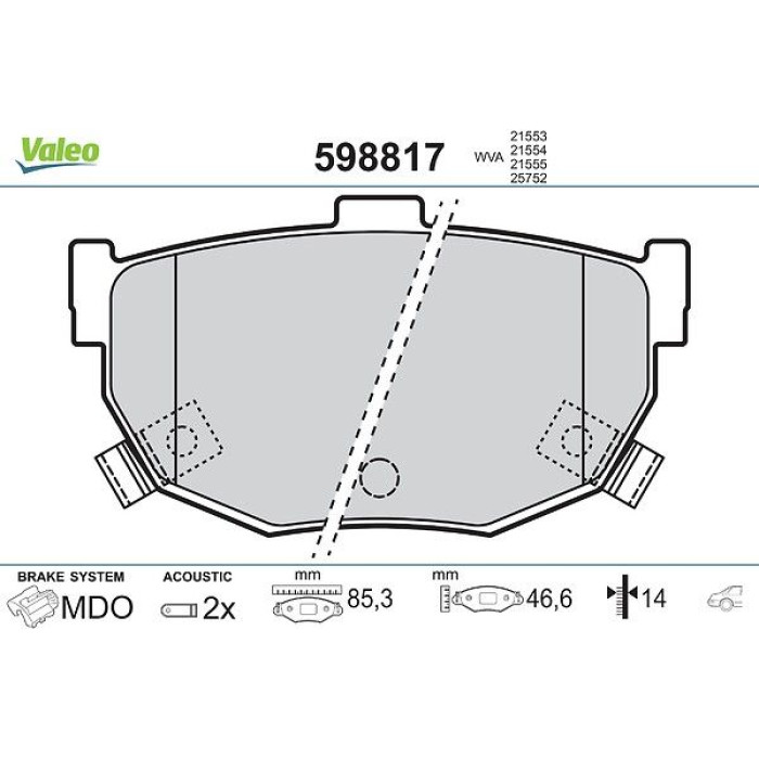 Valeo 598817 Bremsbelagsatz, Scheibenbremse
