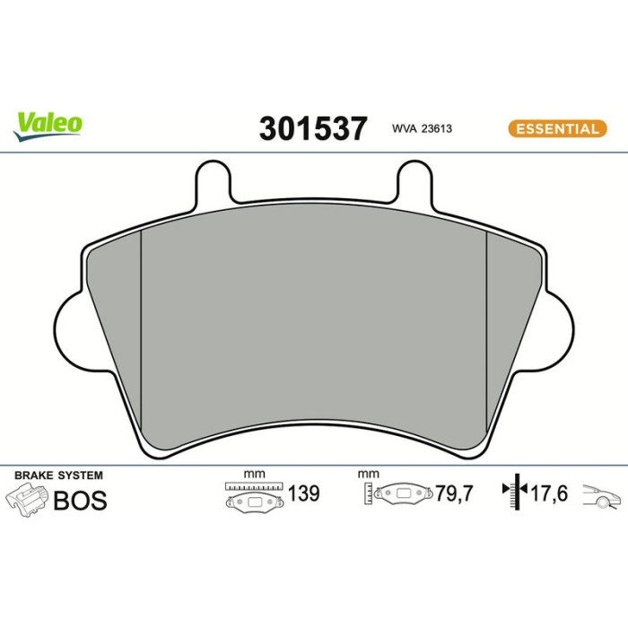 Valeo 301537 Bremsbelagsatz, Scheibenbremse ESSENTIAL Valeo 301537 Bremsbelagsatz, Scheibenbremse ESSENTIAL