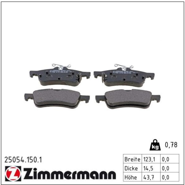 Zimmermann 25054.150.1 Bremsbelagsatz, Scheibenbremse Zimmermann 25054.150.1 Bremsbelagsatz, Scheibenbremse