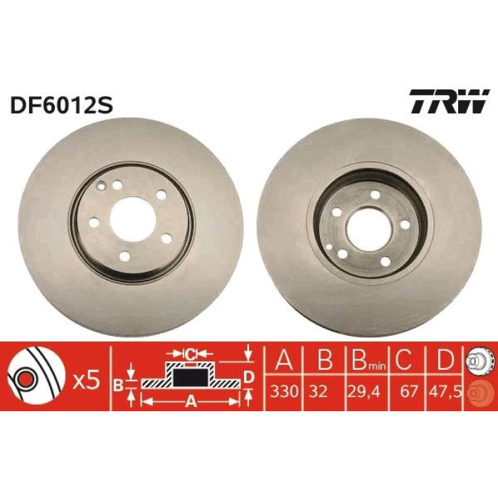 TRW DF6012S Bremsscheibe SINGLE