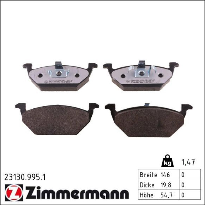 Zimmermann 23130.995.1 Bremsbelagsatz, Scheibenbremse rd:z