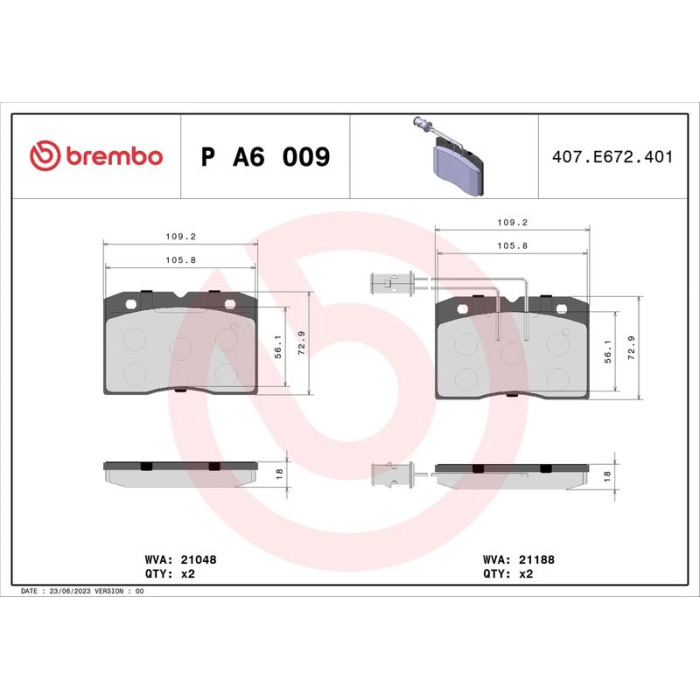 Brembo P A6 009 Bremsbelagsatz, Scheibenbremse PRIME LINE Brembo P A6 009 Bremsbelagsatz, Scheibenbremse PRIME LINE