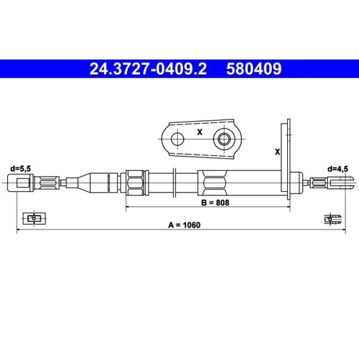 ATE 24.3727-0409.2 Seilzug, Feststellbremse ATE 24.3727-0409.2 Seilzug, Feststellbremse