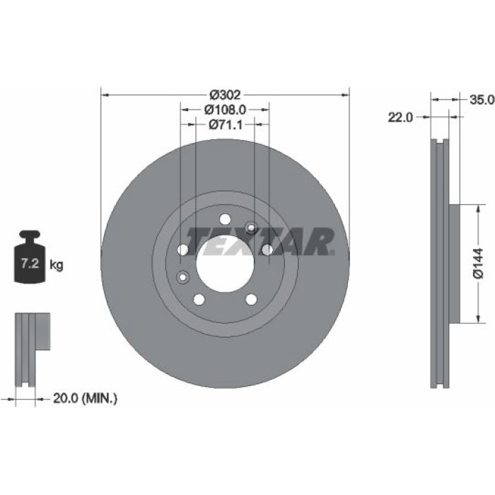 Textar 92197103 Bremsscheibe PRO Textar 92197103 Bremsscheibe PRO