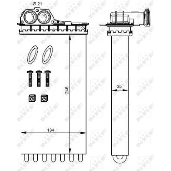 NRF 54332 Wärmetauscher, Innenraumheizung ohne Rohr EASY FIT
