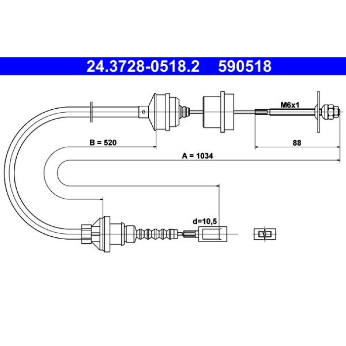 ATE 24.3728-0518.2 Seilzug, Kupplungsbetätigung ATE 24.3728-0518.2 Seilzug, Kupplungsbetätigung