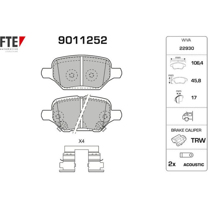 FTE 9011252 Bremsbelagsatz, Scheibenbremse