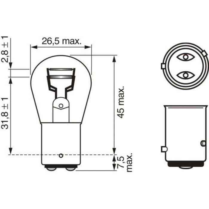 BOSCH 1 987 302 215 Glühlampe, Bremslicht/Schlusslicht Pure Light WS