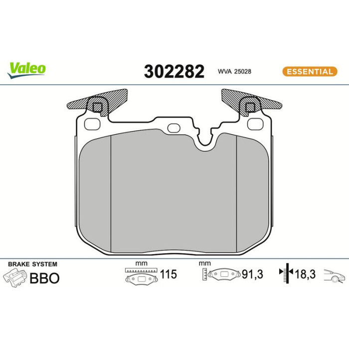 Valeo 302282 Bremsbelagsatz, Scheibenbremse ESSENTIAL Valeo 302282 Bremsbelagsatz, Scheibenbremse ESSENTIAL