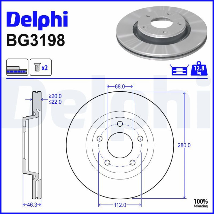 Delphi BG3198 Bremsscheibe Delphi BG3198 Bremsscheibe