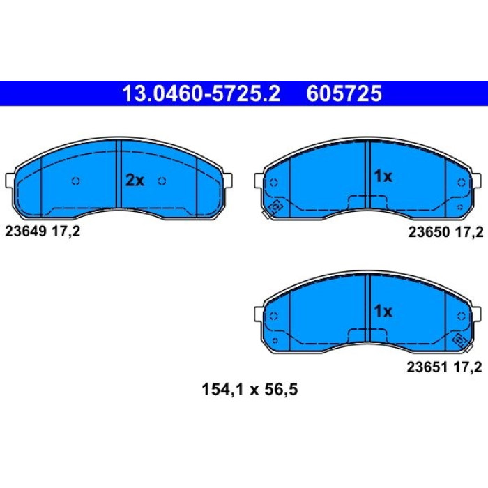 ATE 13.0460-5725.2 Bremsbelagsatz, Scheibenbremse ATE 13.0460-5725.2 Bremsbelagsatz, Scheibenbremse