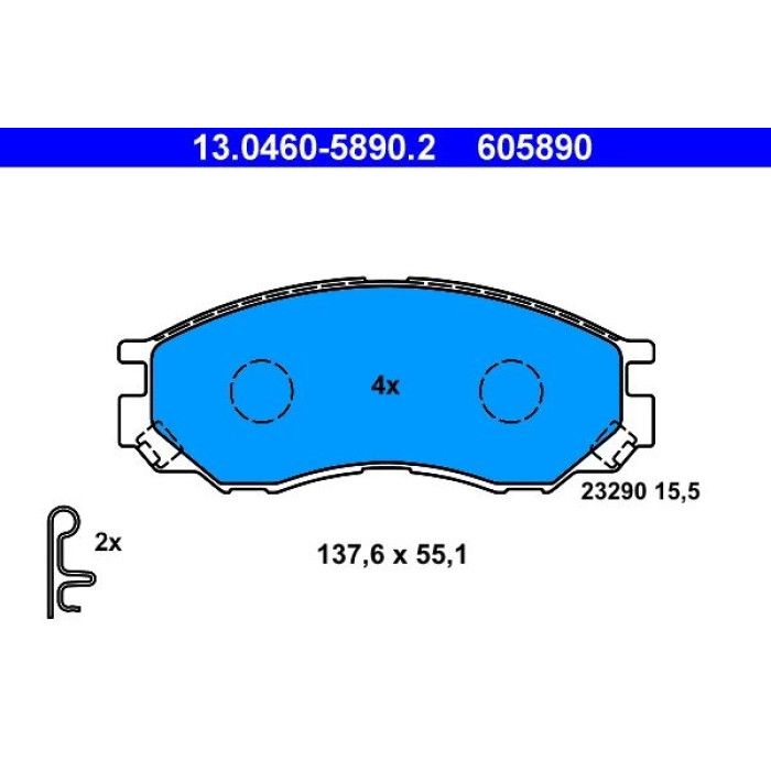 ATE 13.0460-5890.2 Bremsbelagsatz, Scheibenbremse ATE 13.0460-5890.2 Bremsbelagsatz, Scheibenbremse