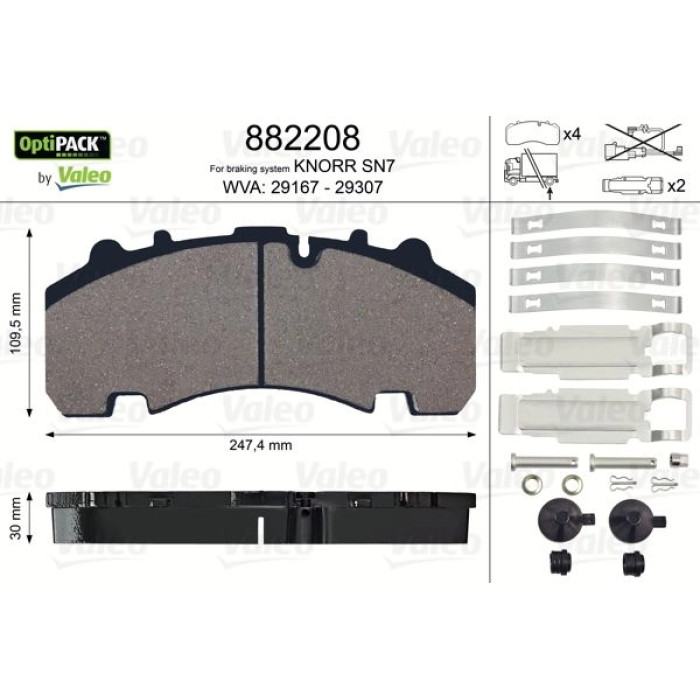 Valeo 882208 Bremsbelagsatz, Scheibenbremse OPTIPACK
