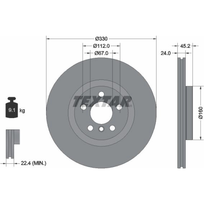 Textar 92274403 Bremsscheibe PRO Textar 92274403 Bremsscheibe PRO