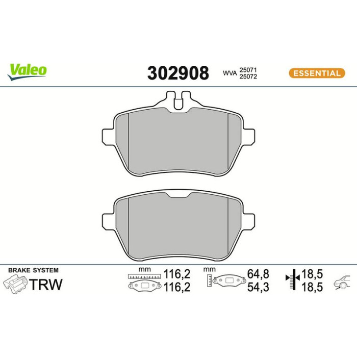 Valeo 302908 Bremsbelagsatz, Scheibenbremse ESSENTIAL
