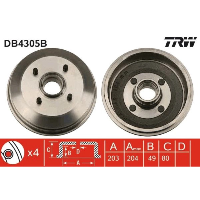 TRW DB4305B Bremstrommel TRW DB4305B Bremstrommel