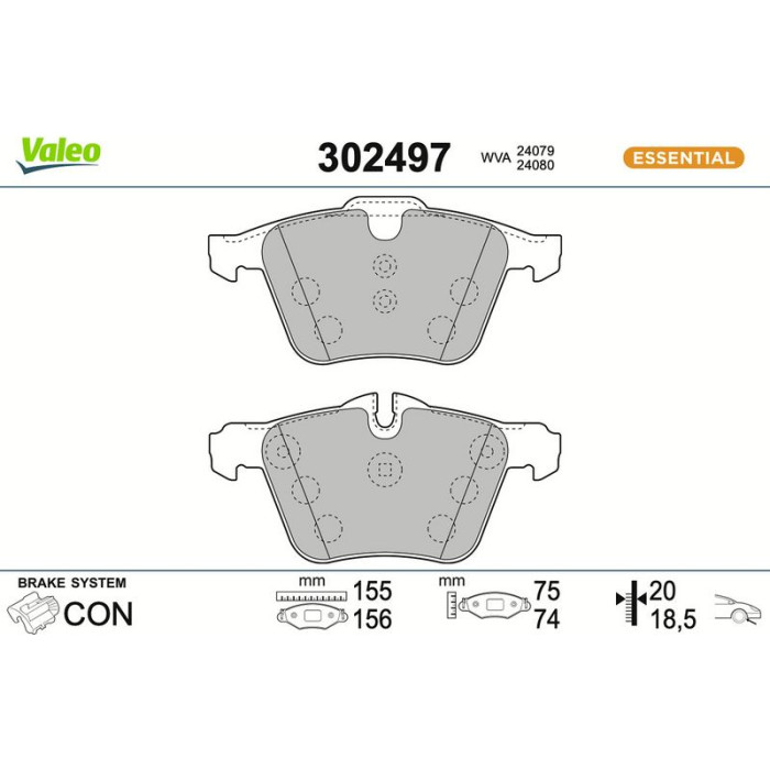Valeo 302497 Bremsbelagsatz, Scheibenbremse ESSENTIAL Valeo 302497 Bremsbelagsatz, Scheibenbremse ESSENTIAL