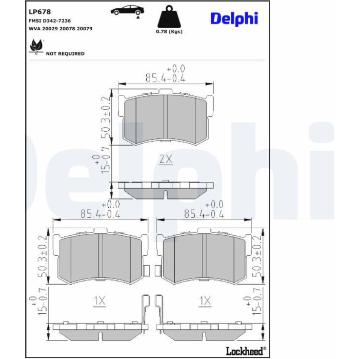 Delphi LP678 Bremsbelagsatz, Scheibenbremse