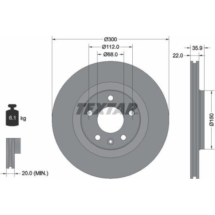 Textar 92137103 Bremsscheibe PRO