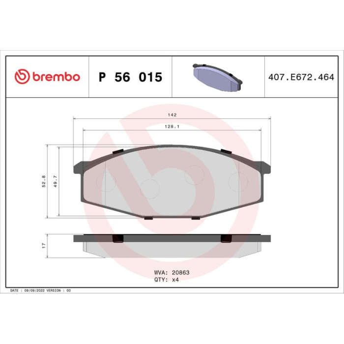 Brembo P 56 015 Bremsbelagsatz, Scheibenbremse PRIME LINE