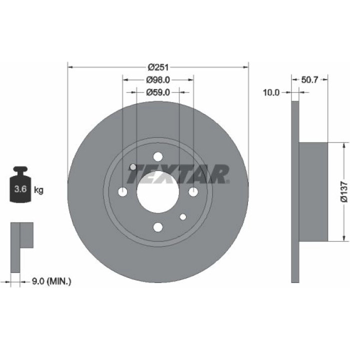 Textar 92034203 Bremsscheibe PRO Textar 92034203 Bremsscheibe PRO