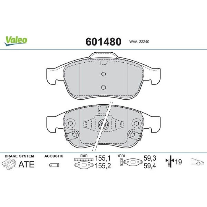 Valeo 601480 Bremsbelagsatz, Scheibenbremse