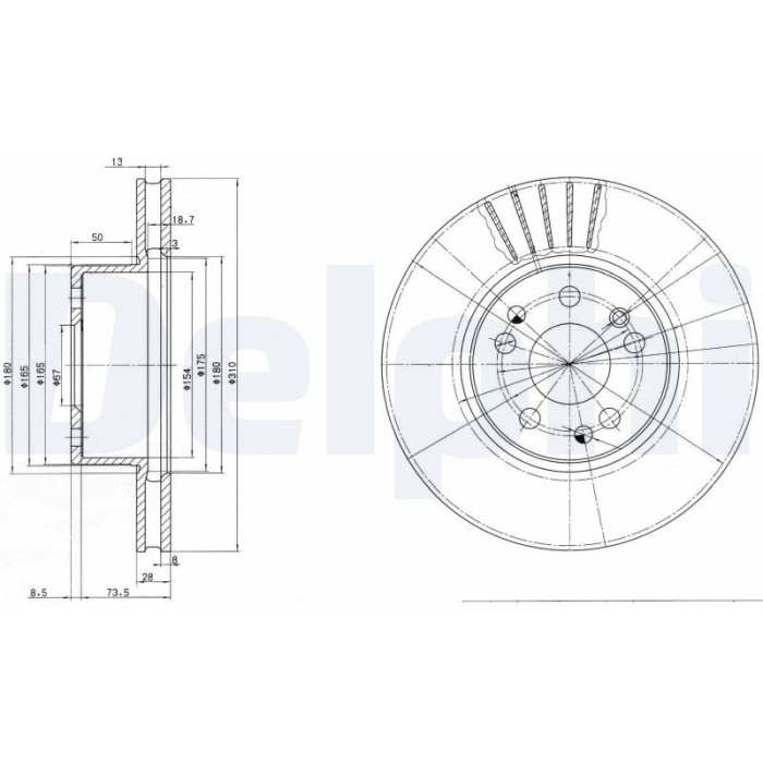 Delphi BG2737 Bremsscheibe Delphi BG2737 Bremsscheibe