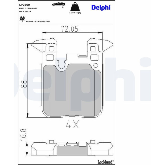 Delphi LP2660 Bremsbelagsatz, Scheibenbremse