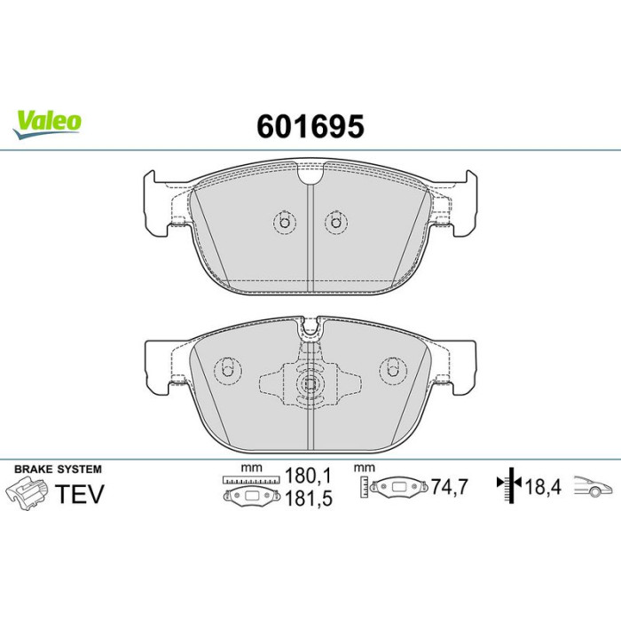 Valeo 601695 Bremsbelagsatz, Scheibenbremse Valeo 601695 Bremsbelagsatz, Scheibenbremse