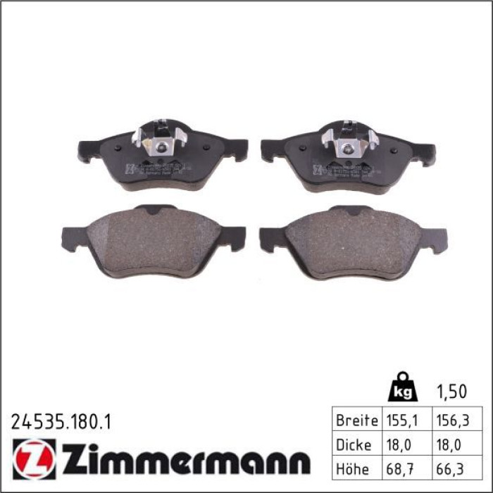 Zimmermann 24535.180.1 Bremsbelagsatz, Scheibenbremse Zimmermann 24535.180.1 Bremsbelagsatz, Scheibenbremse
