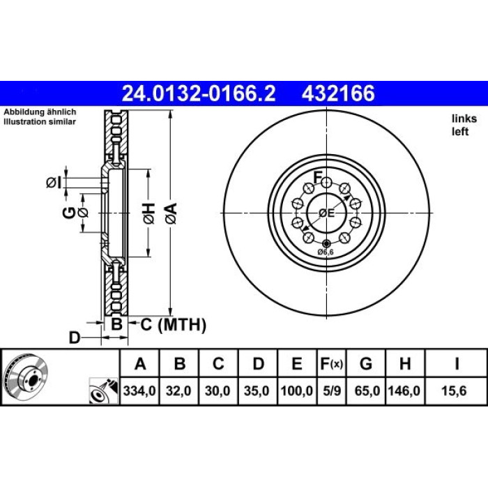 ATE 24.0132-0166.2 Bremsscheibe ATE 24.0132-0166.2 Bremsscheibe