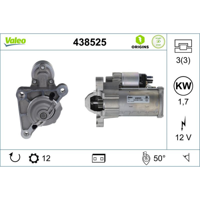 Valeo 438525 Starter ORIGINS STOP&START - NEW O.E. TECHNOLOGIE Valeo 438525 Starter ORIGINS STOP&START - NEW O.E. TECHNOLOGIE
