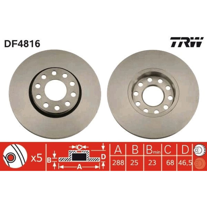 TRW DF4816 Bremsscheibe TRW DF4816 Bremsscheibe