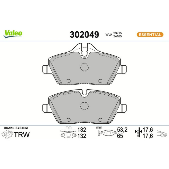 Valeo 302049 Bremsbelagsatz, Scheibenbremse ESSENTIAL Valeo 302049 Bremsbelagsatz, Scheibenbremse ESSENTIAL